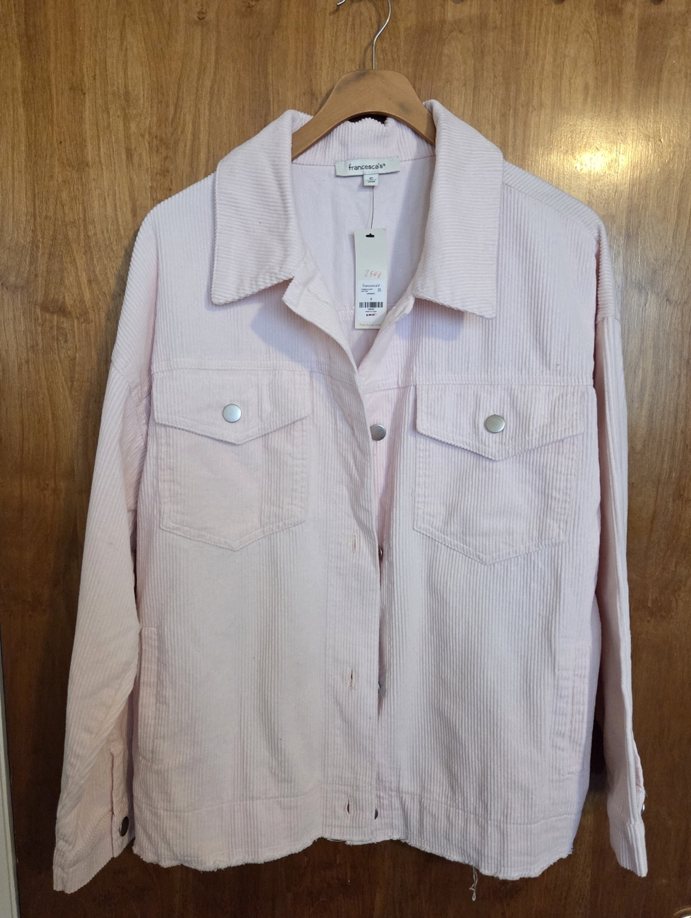 Francesca's Pale Pink Ribbed Jacket